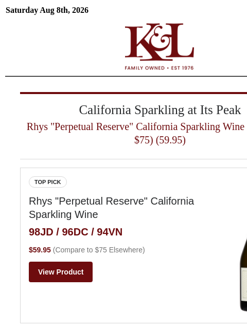 klwines newsletter: 98 Points for a $59 California Sparkler