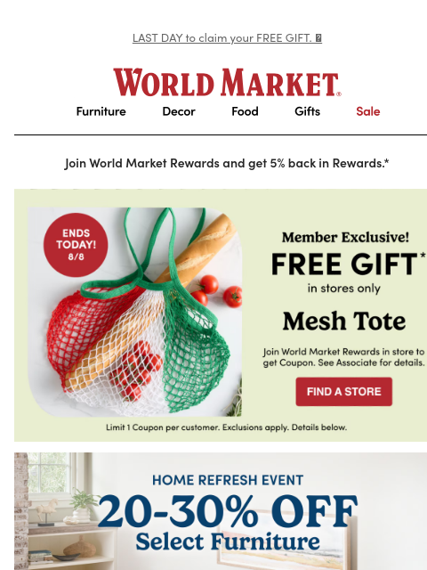 emailworldmarket newsletter: ☀️ Home Refresh Event: Up to 30% off!