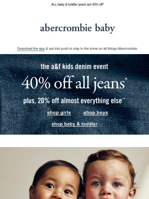 abercrombie newsletter: new jeans for your newest arrivals 💙