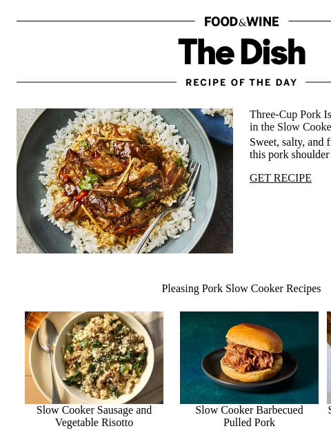 foodandwine newsletter: Three-Cup Pork