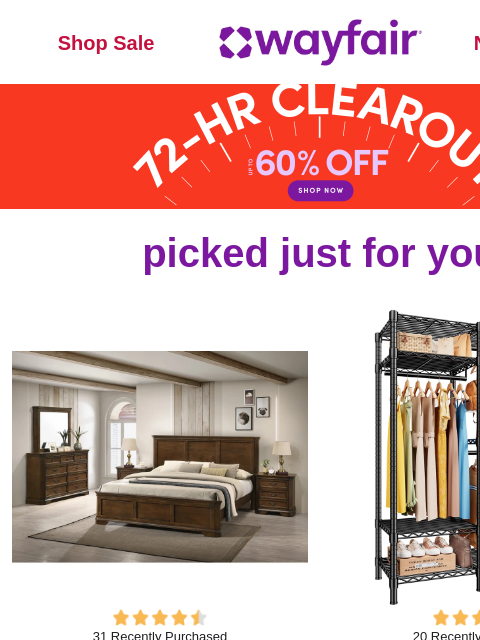 wayfair newsletter: BEDROOM SETS ⏰ Less than 72 HOURS to SAVE ⏰