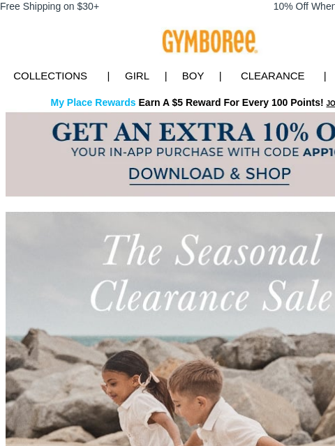 gymboree newsletter: 70% off Seasonal Clearance Styles!