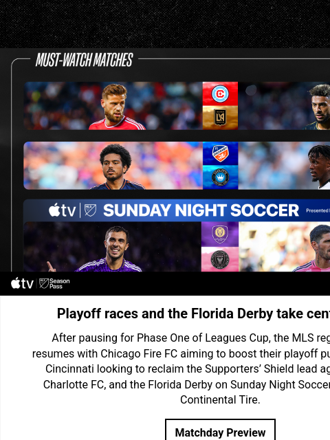 mlssoccer newsletter: The road to the postseason runs through Matchday 2...