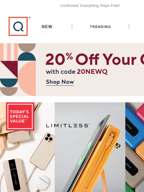 qvcemail newsletter: Today! Free Shipping & Limitless Deal + Get 20% Of...