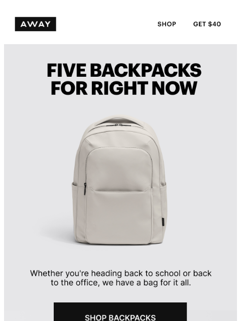 awaytravel newsletter: Fan-favorite backpacks for a reason