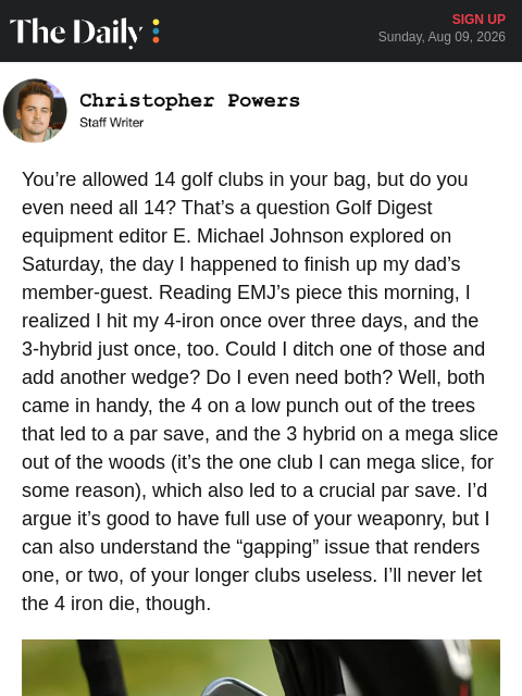 golfdigest newsletter: Are you wasting spots in your golf bag?