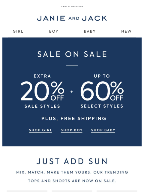 janieandjack newsletter: Perfect for summer & up to 60% off