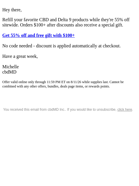 cbdmd newsletter: Friends, Don't Miss 55% Off Sitewide