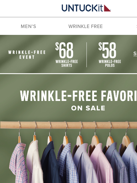 untuckit newsletter: NOW: $68 Wrinkle-Free Button-Downs
