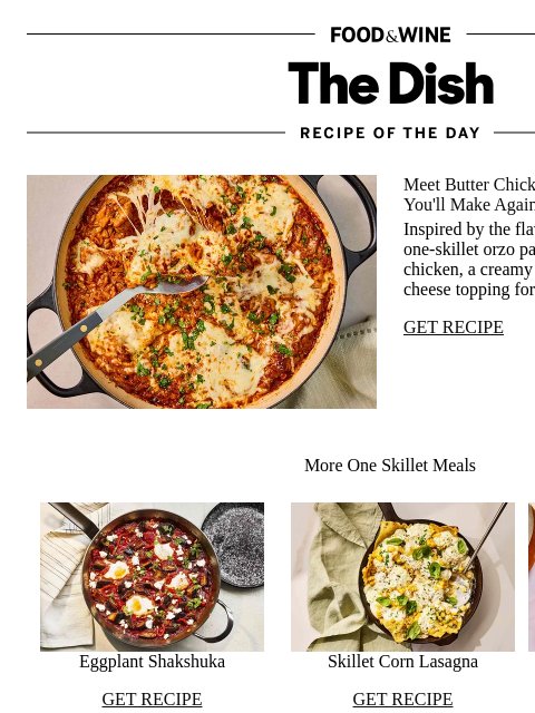 foodandwine newsletter: Butter Chicken Orzo