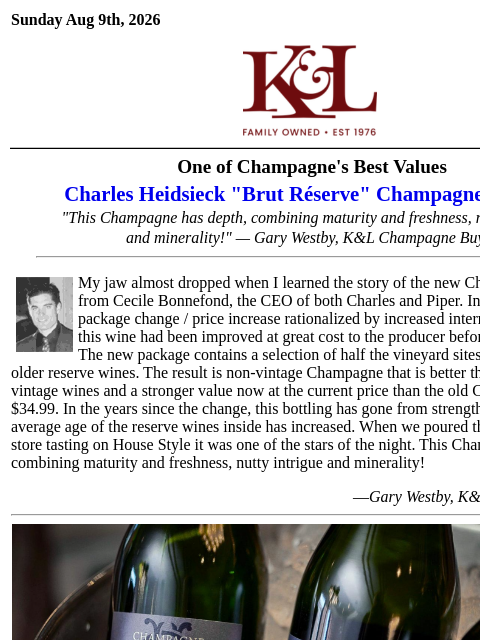 klwines newsletter: A Champagne Classic Returns: 95 Points & Under $50