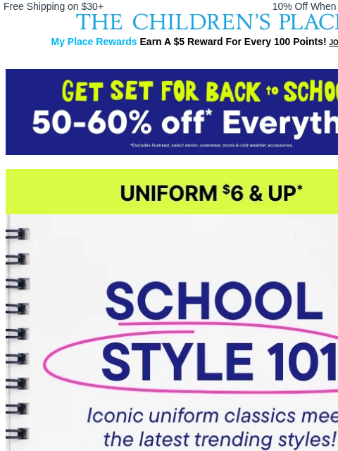 childrensplace newsletter: 3 Must-Have Back-to-School Outfits 🚌