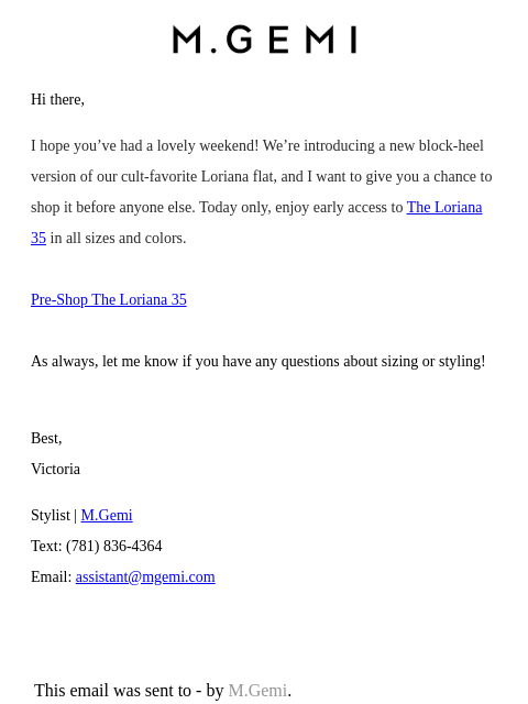 mgemi newsletter: Pre-Shop The Loriana 35