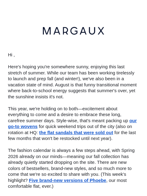 margauxny newsletter: That end-of-summer feeling
