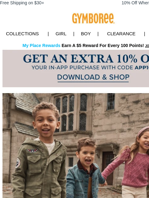 gymboree newsletter: Say hello to NEW arrivals 👋 + get 10% off your or...