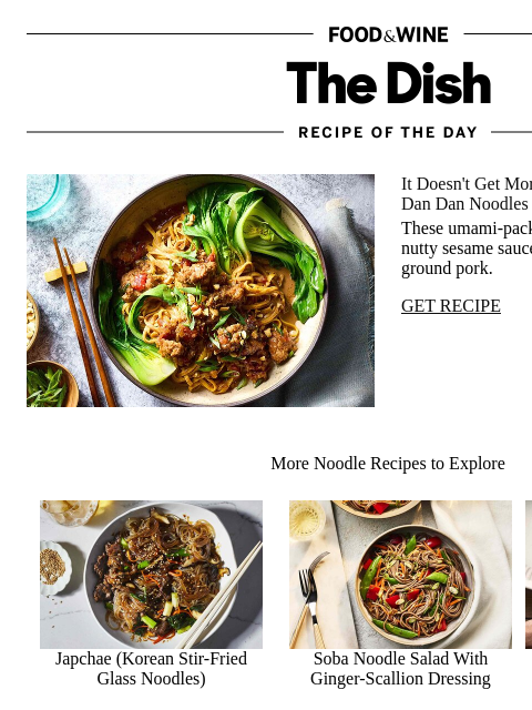foodandwine newsletter: Dan Dan Noodles