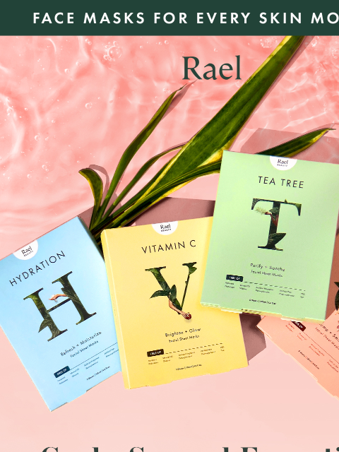 getrael newsletter: Four Sheet Masks. One Cycle-Synced Routine.