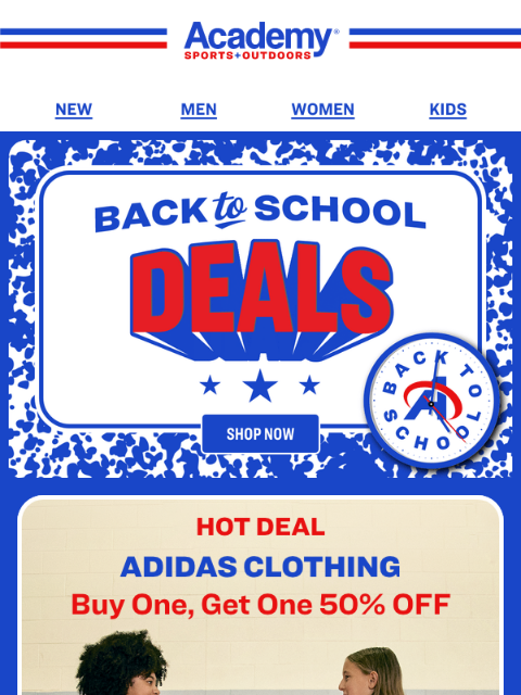 academy newsletter: Limited Time! BOGO 50% Off adidas School Styles