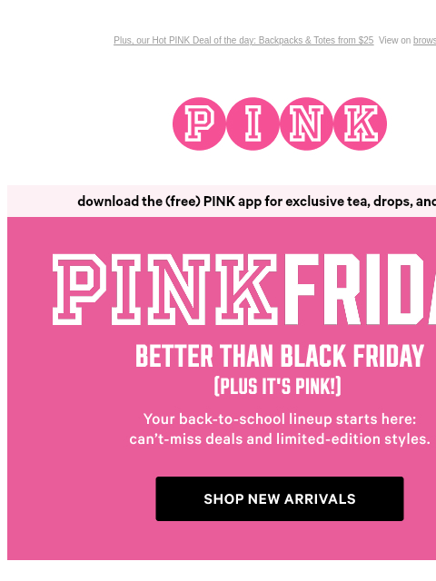 vspink newsletter: TONIGHT: $25 Sweats & $20 Bras