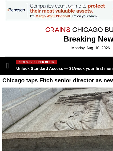 crainalerts newsletter: Johnson hires new finance chief