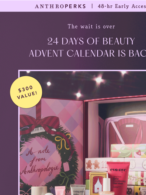 anthropologie newsletter: It’s here: The Beauty Advent Calendar