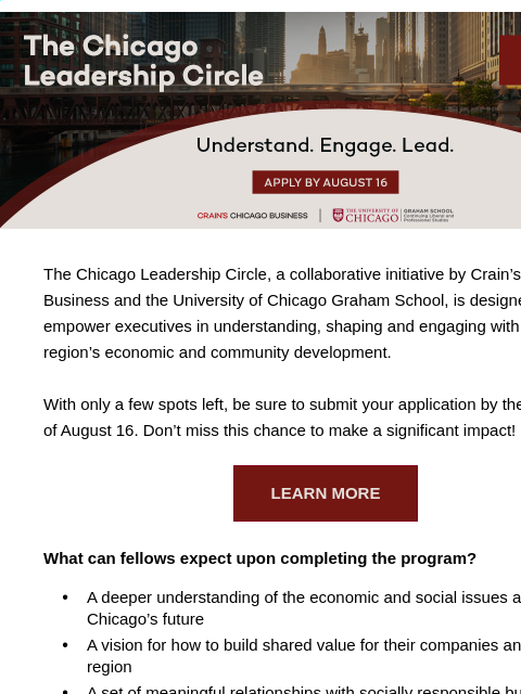 A program from Crain's and UChicago ‌ ‌ ‌ ‌ ‌ ‌ ‌ ‌ ‌ ‌ ‌ ‌ ‌ ‌ ‌ ‌ ‌ ‌ ‌ ‌ ‌ ‌ ‌ ‌ ‌ ‌ ‌ ‌ ‌ ‌ ‌ ‌ ‌ ‌ ‌ ‌ ‌ ‌ ‌ ‌ ‌ ‌ ‌ ‌ ‌ ‌ ‌ ‌ ‌ ‌ ‌ ‌ ‌ ‌ ‌ ‌ ‌ ‌ ‌ ‌ ‌ ‌ ‌ ‌ ‌ ‌ ‌ ‌ ‌ ‌ ‌ ‌ ‌ ‌ ‌ ‌ ‌ ‌ ‌ ‌ ‌