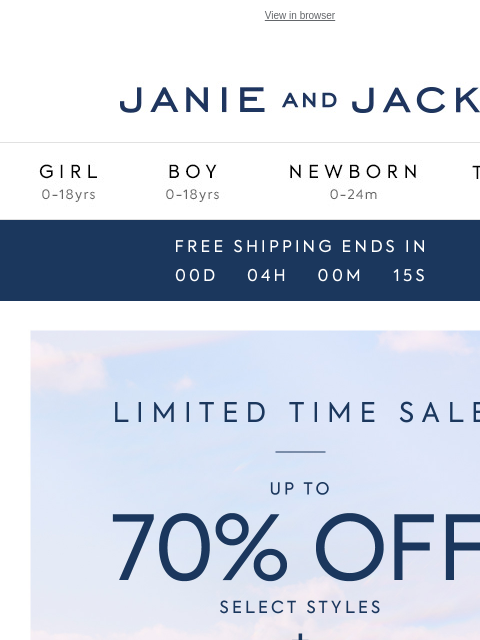 janieandjack newsletter: You almost missed up to 70% off...
