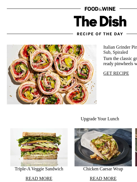 foodandwine newsletter: Italian Grinder Pinwheels