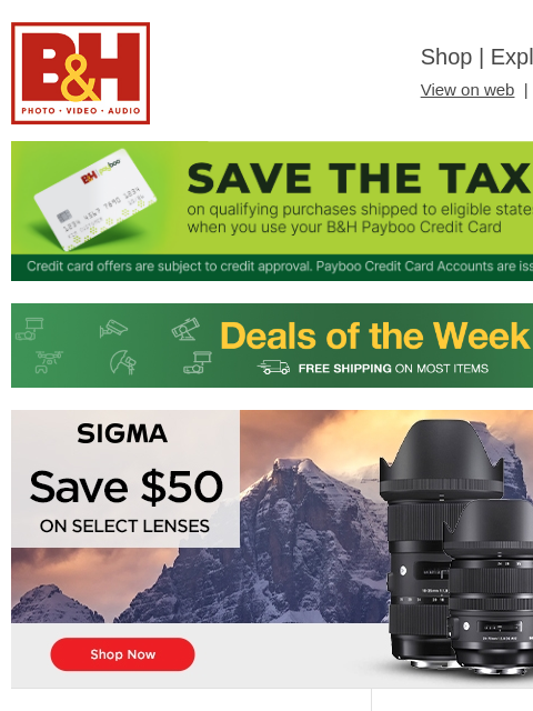 bhphotovideo newsletter: 📣 Hot Deals on Lenses, Memory Cards, Computers, S...