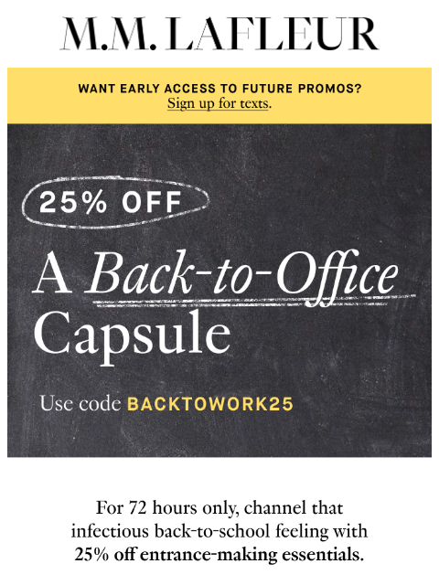mmlafleur newsletter: 25% OFF: Your Back-to-Office List ✏️