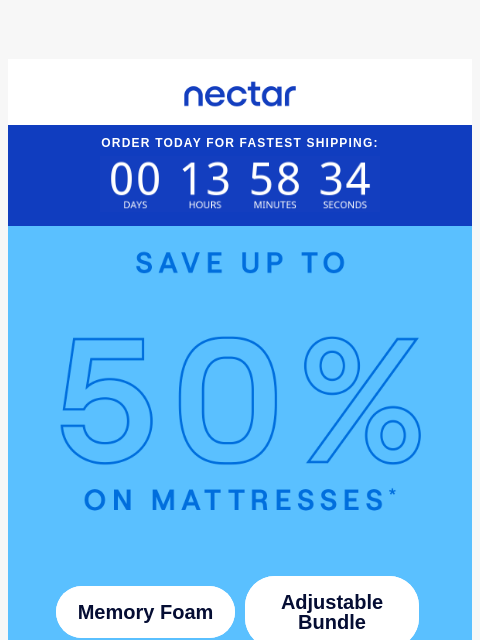 nectarsleep newsletter: Better sleep, better Mondays—save up to 50% on mat...
