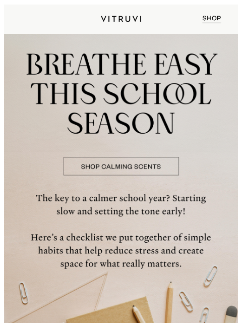vitruvi newsletter: Back To School Stress Solutions 🎒