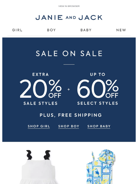 janieandjack newsletter: Up to 60% off summer's most-loved styles