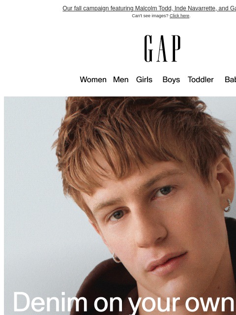 gap newsletter: Introducing: Denim on your own.