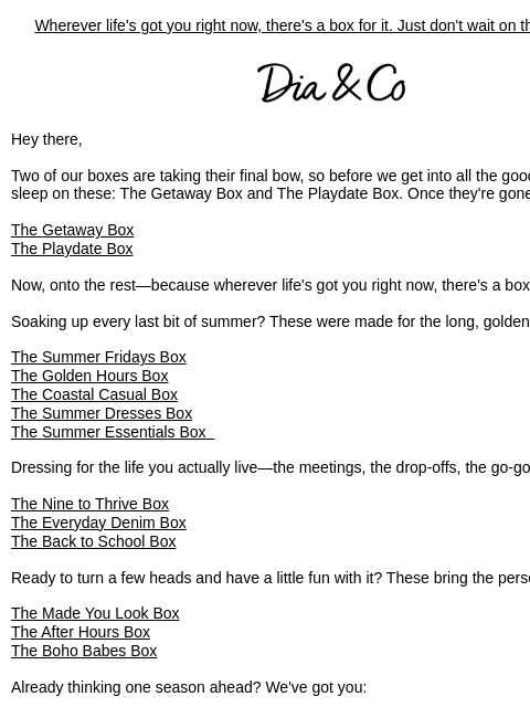 dia newsletter: A box for every kind of day (and two on their way ...