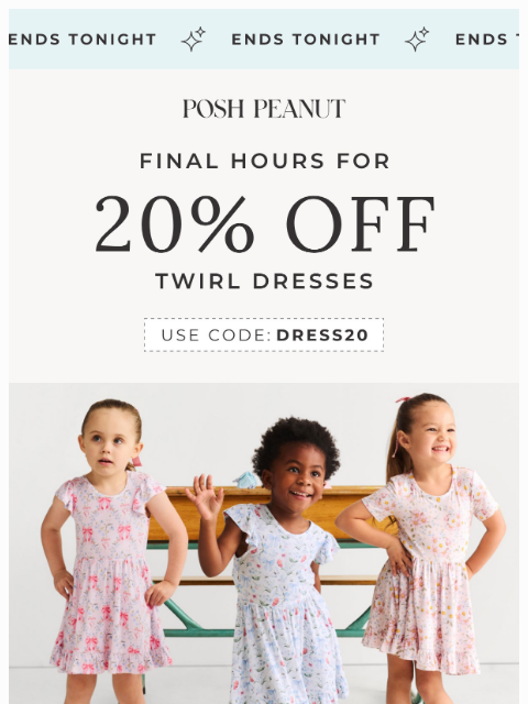 poshpeanut newsletter: FINAL HOURS: 20% Off Twirl Dresses