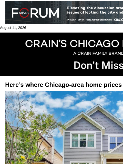 crainalerts newsletter: Where Chicago home prices are rising fastest