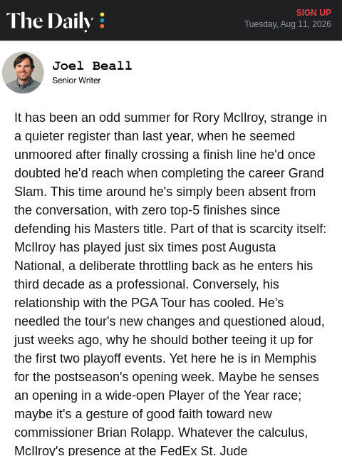 golfdigest newsletter: What’s Rory doing in Memphis?