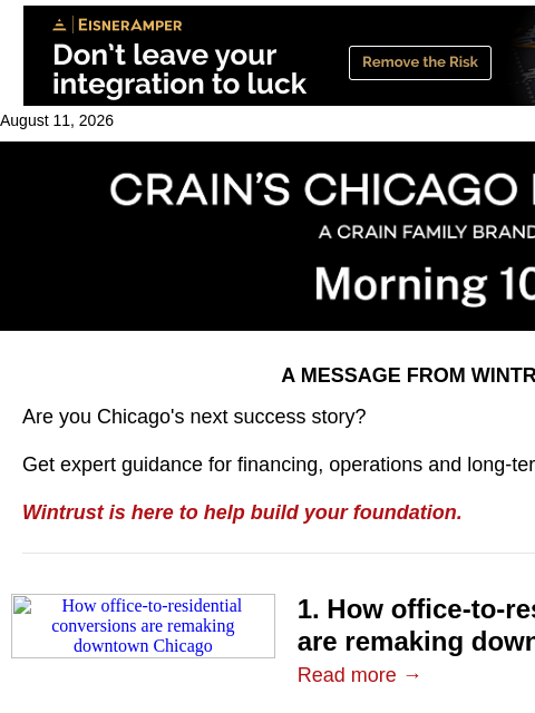 crainalerts newsletter: Office-to-residential conversions remake downtown