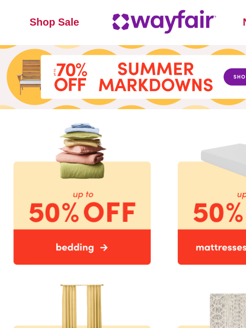 wayfair newsletter: 😎 UP TO 70% OFF 👉 Save on seasonal faves 👉