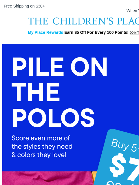 childrensplace newsletter: Their Monday-Friday Polo Lineup 👕