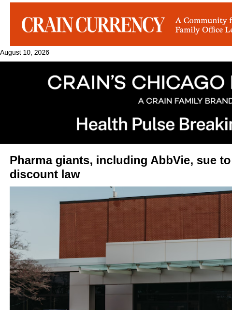 crainalerts newsletter: AbbVie challenges Illinois drug discount law