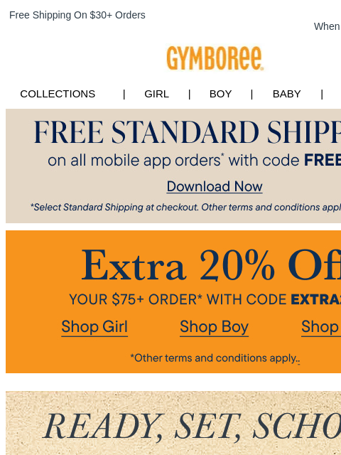gymboree newsletter: New Arrivals for Back-to-School + Extra 20% Off (C...