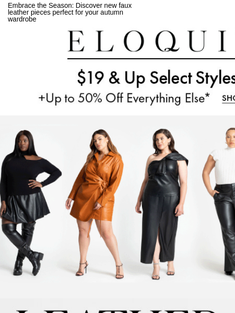 Embrace the Season: Discover new faux leather pieces perfect for your autumn wardrobe Logo Daily deal Shop faux leather Shop faux leather Shop faux leather The Fall Edit NEW ARRIVALS BEST SELLERS