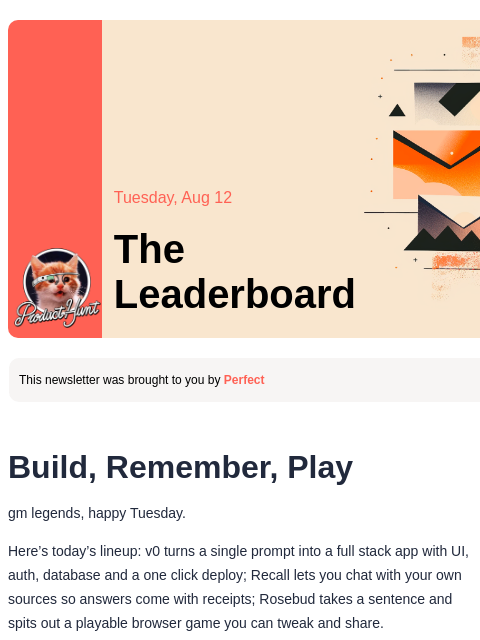 producthunt newsletter: 😸 From prompt to app