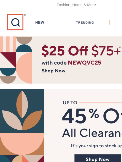 qvcemail newsletter: Up to 45% Off! All Clearance on Sale