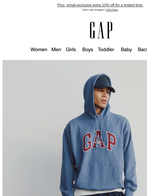 gap newsletter: 40% off everything starts today + you also get 50%...