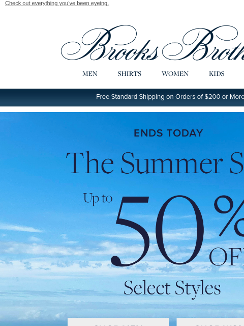 brooksbrothers newsletter: ENDS TODAY: Up to 50% off