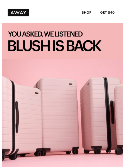 awaytravel newsletter: BLUSH IS BACK 💕