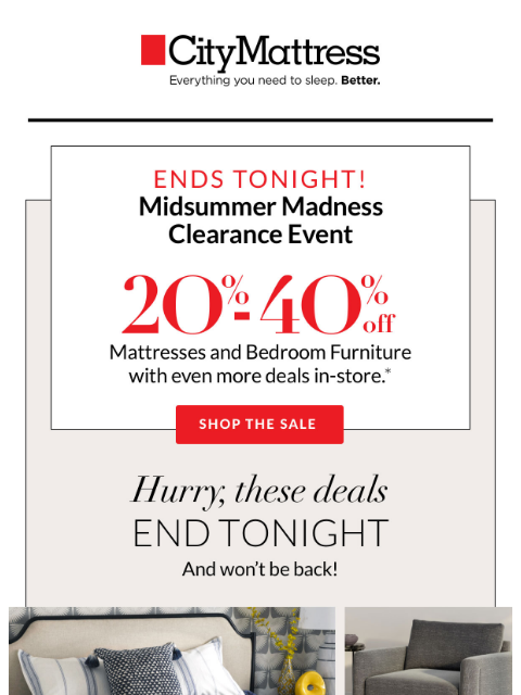 citymattress newsletter: Final Hours: Major Clearance Savings End Tonight!